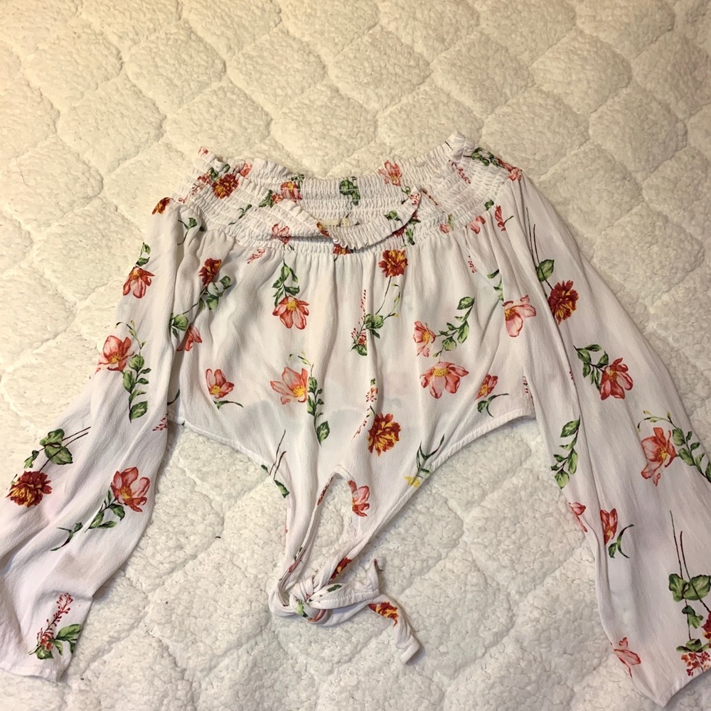 Pacsun Flower Tie Front Blouse